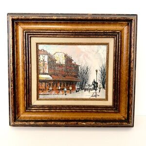Vtg Oil Painting Framed Impressionism Signed By Marvin, French Street, 18”x16”